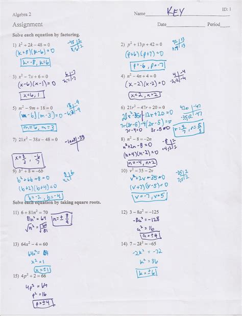 unit 8 quadratic equations homework 3 answer key